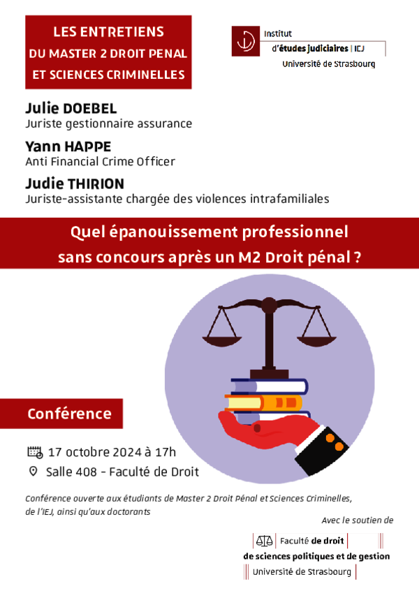 Affiche Les entretiens du M2 Droit pénal et sciences criminelles