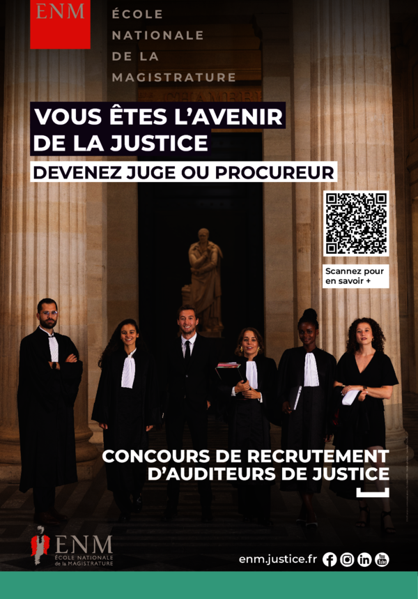 Affiche de la campagne du concours de recrutement d’auditeurs de justice 2026
