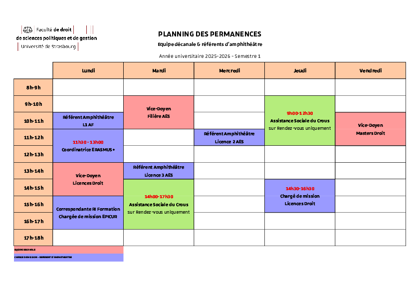  Planning des permanences 2025-2026