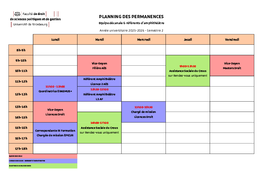 Planning des permanences 2025-2026