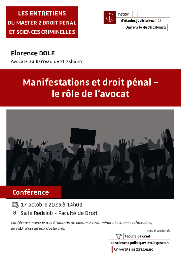 Affiche Les entretiens du M2 Droit pénal et sciences criminelles